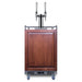 Summit SBC682PNRNCFTWIN 24-inch panel-ready dual tap nitro cold brew coffee kegerator, panel-ready door shown with wood overlay panel and twin nitro tap tower, front view