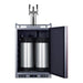 Summit SBC682PNRTRIPLE 24-inch indoor outdoor panel-ready triple tap kegerator, door open showing sixtel kegs tapped inside