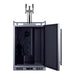 Summit SBC683OSTRIPLE 24-inch outdoor triple tap kegerator, door open showing empty interior and tap cooling tube