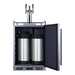 Summit SBC683OSTRIPLE 24-inch outdoor triple tap kegerator, door open showing sixtel kegs tapped inside