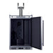 Summit SBC683OSTWIN 24-inch outdoor dual tap kegerator, door open showing empty interior and tap cooling tube
