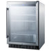 Summit SCR611GLOS 24-inch outdoor commercial glass-door beverage center, glass door, angled view