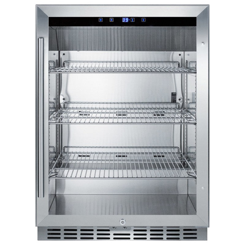 Summit SCR611GLOS 24-inch outdoor commercial glass-door beverage center, glass door, front view