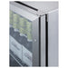 Summit SCR611GLOS 24-inch outdoor commercial glass-door beverage center, stainless steel door trim and handle closeup