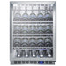 Summit SCR611GLOSCH 24-inch outdoor commercial glass-door sparkling wine cellar, glass door showing stocked wine bottles