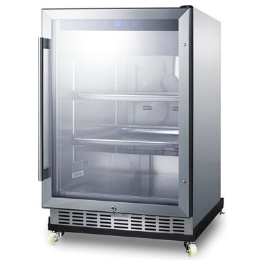 Summit SCR611GLOSRI 24-inch outdoor commercial reach-in glass-door beverage center, angled view