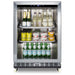 Summit SCR611GLOSRI 24-inch outdoor commercial reach-in glass-door beverage center, stocked beverages, angled view