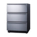 Angled view of the Summit SP6DS3DOS 24-inch 3-drawer outdoor refrigerator