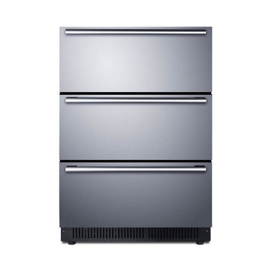 Front view of the Summit SP6DS3DOS 24-inch built-in 3-drawer outdoor all-refrigerator