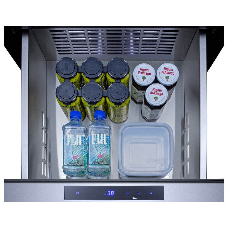 Top drawer of the Summit SP6DS3DOS loaded with bottled drinks