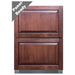 Summit SPFF51OS2D 24-inch outdoor stainless 2 drawer all freezer, shown with optional custom overlay panels, front view