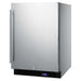 Summit SPFF51OSCSSIM 24-inch outdoor all stainless all freezer icemaker, stainless cabinet, angled view
