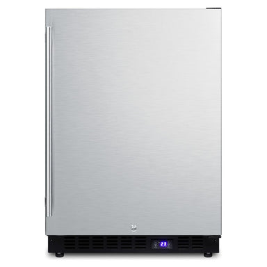 Summit SPFF51OSCSSIM 24-inch outdoor all stainless all freezer icemaker, stainless steel door, front view