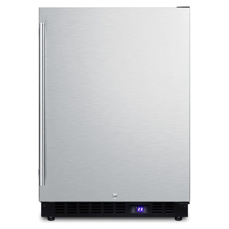 Summit SPFF51OSCSSIM 24-inch outdoor all stainless all freezer icemaker, stainless steel door, front view