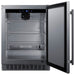 Summit SPR618OSADA 24-inch shallow-depth outdoor ADA all-refrigerator, door open showing empty interior