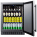 Summit SPR618OSADA 24-inch shallow-depth outdoor ADA all-refrigerator, door open, stocked, angled view