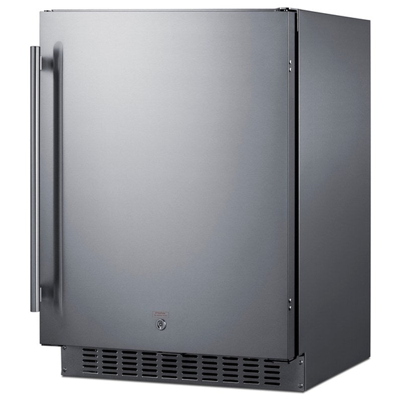 Summit SPR618OSADA 24-inch shallow-depth outdoor ADA all-refrigerator, angled view