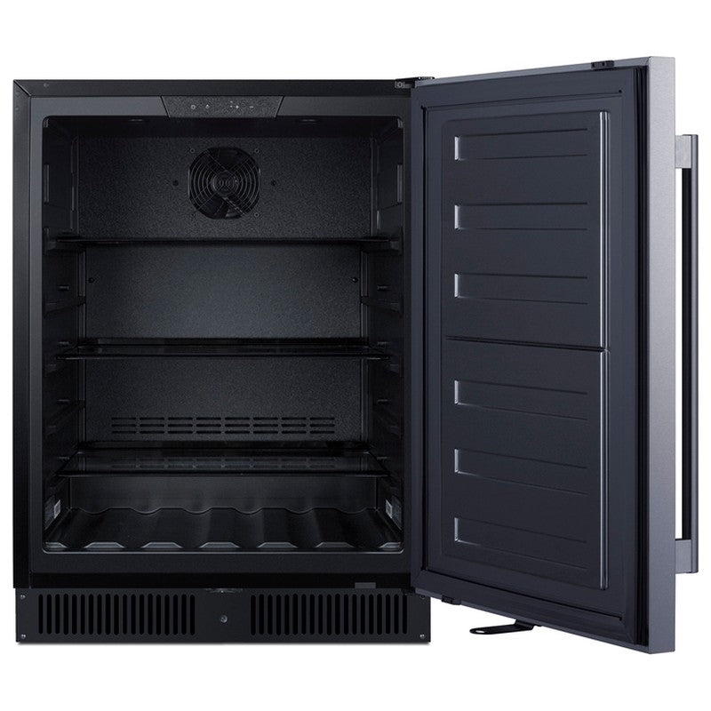 Summit SPR624OS 24-inch outdoor ADA all-refrigerator, door open showing empty interior