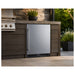 Summit SPR624OS 24-inch outdoor ADA all-refrigerator, installed in outdoor kitchen island, lifestyle