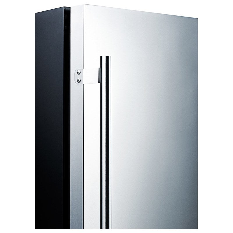 Summit SPR627OS 24-inch outdoor all-refrigerator, stainless door and handle closeup