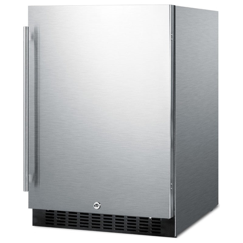 Summit SPR627OSCSS 24-inch outdoor all-stainless all-refrigerator, angled view