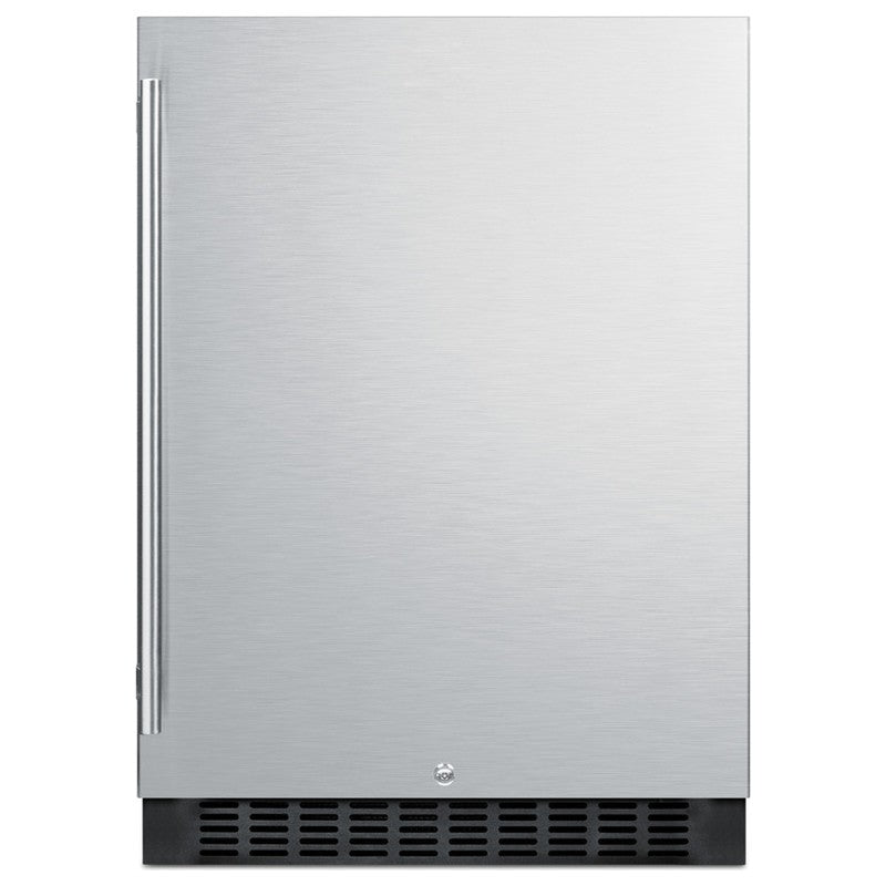 Summit SPR627OSCSS 24-inch outdoor all-stainless all-refrigerator, stainless steel door and cabinet, front view