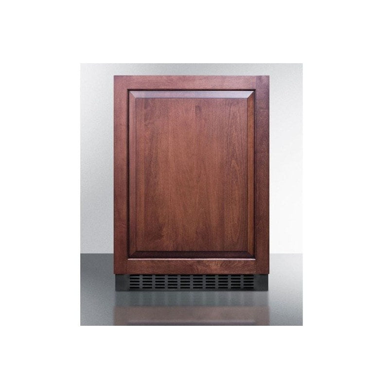 Angled view of the Summit SPR627OSIF with a custom wood panel door