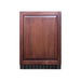 Summit SPR627OSIF outdoor compact refrigerator with custom wood door panel, front view