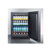 Summit SPR627OSIF door open fully loaded with chilled beverages