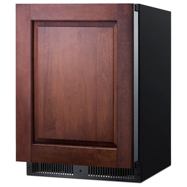 Summit SPR627OSPNR 24-inch outdoor panel-ready all-refrigerator, custom wood panel door, angled view