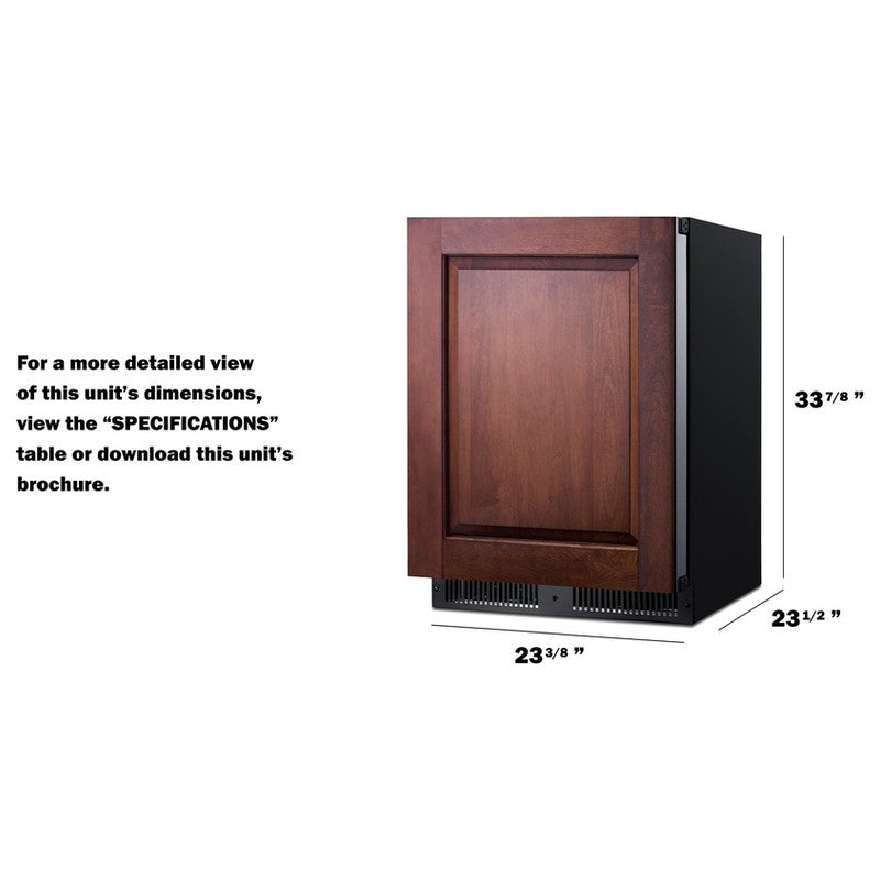 Summit SPR627OSPNR 24-inch outdoor panel-ready all-refrigerator, dimension drawing with width, height and depth