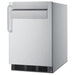 Summit SPR7BOSSTSR 24-inch outdoor all-stainless refrigerator with speed rail, angled view