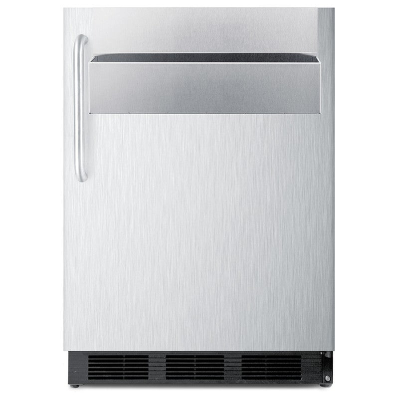 Summit SPR7BOSSTSR 24-inch outdoor all-stainless refrigerator with speed rail, stainless steel door, front view