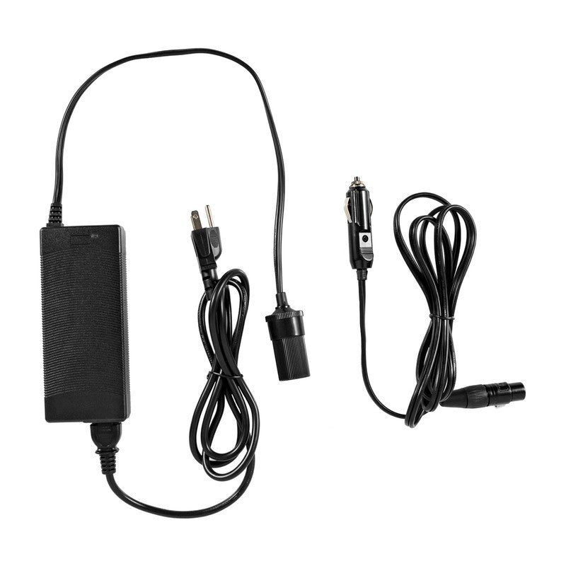 Summit SPRF56 26-inch portable 12/24V cooler, AC adapter and 12V DC vehicle plug, detail view