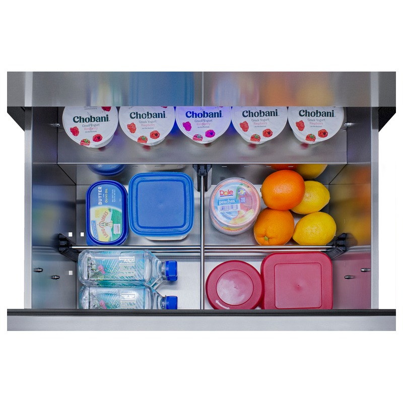 Bottom drawer of the Summit SPR275OS2DCSSADA loaded with fresh food