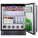 Summit SPR2700SS 27-inch outdoor all-refrigerator, door open, stocked, angled view