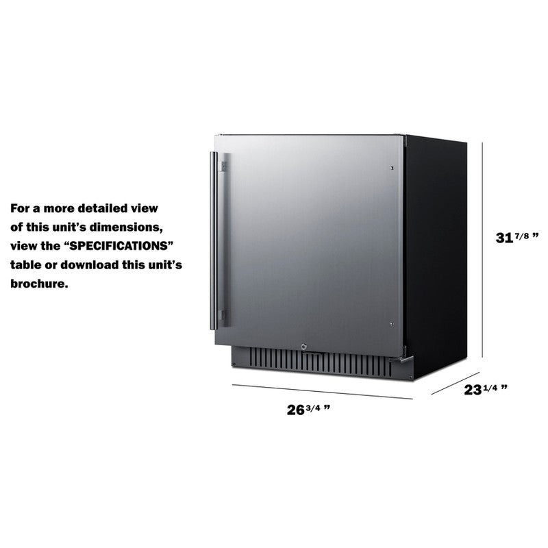 Summit FF27BSSADA 27-inch outdoor ADA all-refrigerator, dimensions diagram