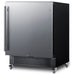 Summit FF27BSSCAS 27-inch outdoor all-refrigerator on casters, angled view on casters