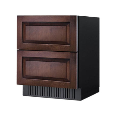 Summit SPR275OS2DPNRADA ADA panel-ready refrigerator with custom wood overlay panels, front view
