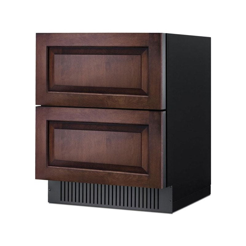 Summit SPR275OS2DPNRADA ADA panel-ready refrigerator with custom wood overlay panels, front view
