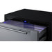 Summit SPR275OS2D refrigerator drawer partially open in a wood cabinet, showing the digital display.