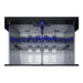 Open drawer of the Summit SPR275OS2D refrigerator showing the stainless interior and blue LED lighting.