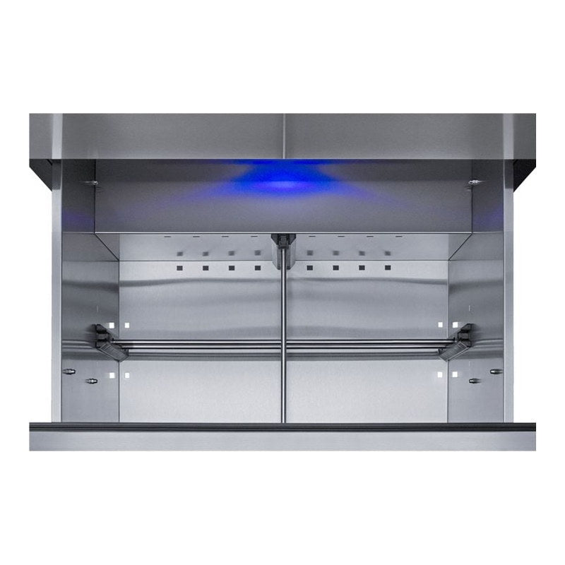 Closeup of the interior LED lighting in the Summit SPR3032DADA drawer refrigerator