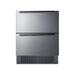 Summit 27-inch SPR275OS2D two-drawer all-refrigerator, straight-on front view with stainless steel drawers.