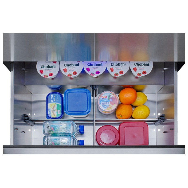 Bottom drawer of the Summit SPR3032DCSSADA loaded with fresh food