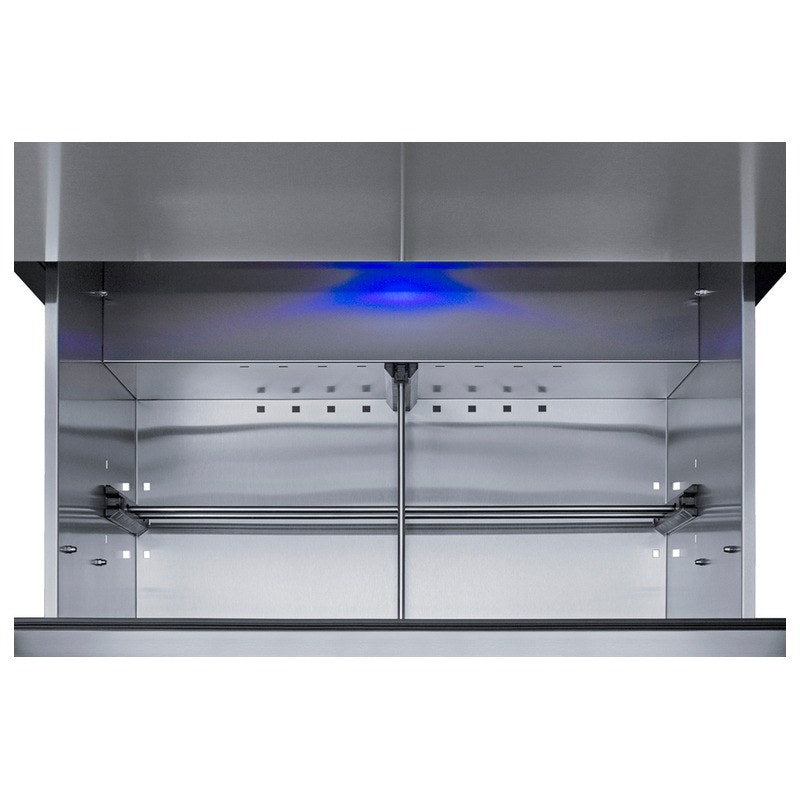 Open bottom drawer of the Summit SPR3032DCSSADA with divider rail and LED lamp