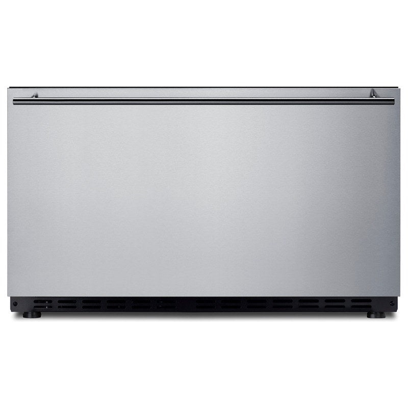 Front view of the Summit SDR301OS 30-inch built-in outdoor drawer refrigerator