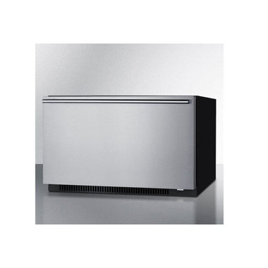 Angled view of the Summit SPHC30 convertible drawer refrigerator warming cabinet