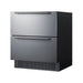 Summit 30-inch SPR3032D two-drawer all-refrigerator with stainless steel drawer fronts, angled view.