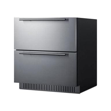 Angled view of the Summit SPR3032DADA ADA-height 2-drawer refrigerator